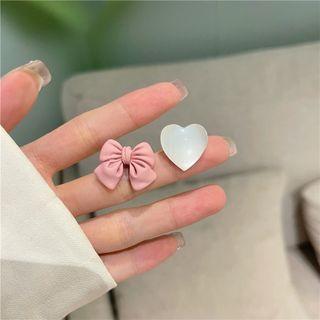 Heart & Bow Asymmetrical Alloy Earring