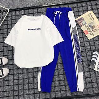 Set: Short-sleeve T-shirt + Letter Sweatpants