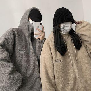 Hooded Faux Shearling Zip Jacket