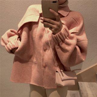 Balloon-sleeve Buttoned Jacket / Cropped Knit Pants