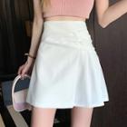 Shirred Pleated A-line Skirt