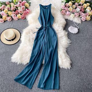 Round-neck Plain Jumpsuit