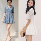 V-neck Lace A-line Dress