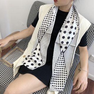 Polka Dot Scarf White - 150x15cm - J510