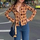 Long Sleeve Check Print Button-through Shirt