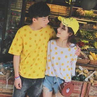 Couple Matching Short-sleeve Smile Face T-shirt