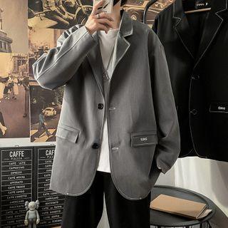 Contrast Stitching Letter Embroidered Blazer