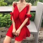 V-neck Cold Shoulder Playsuit