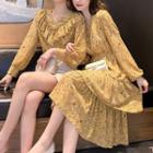 Floral Blouse / Long-sleeve Tiered Dress
