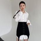 Cut-out Shirt / Mini Pencil Skirt