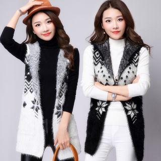 Jacquard Hooded Knit Vest