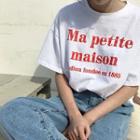 Lettering Round Neck Short Sleeve Loose-fit T-shirt