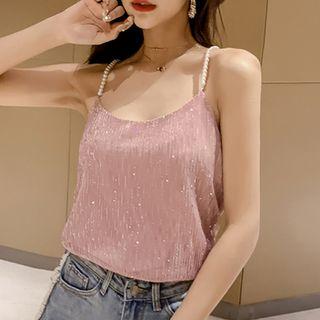 Beaded Strap Knit Top