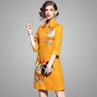 3/4-sleeve Embroidery Woolen Dress