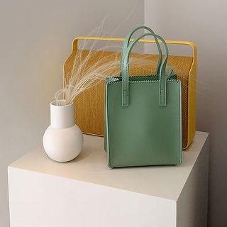 Stitched Rectangle Hand Bag With Strap