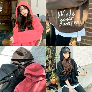 Dip-back Layered-hem Boxy Hoodie