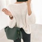 Drop-shoulder Glitter Rib Sweater