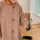 Loose-fit Hooded Coat As Figure - One Size