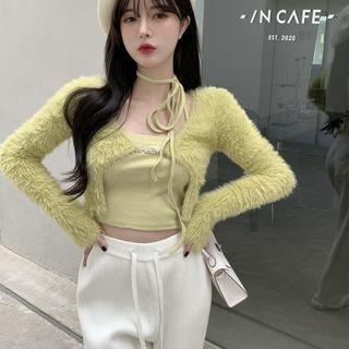 Lettering Tube Top / Cropped Cardigan