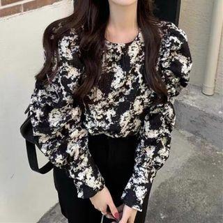Long-sleeve Splatter Print Blouse