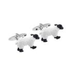 Fashionable Exquisite Cute Black And White Sheep Cufflinks Silver - One Size