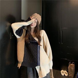 Color Block Zip Detail Sweater