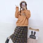 Printed Pullover / Midi Plaid A-line Skirt