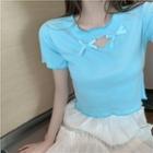 Short-sleeve Cut Out T-shirt / A-line Skirt