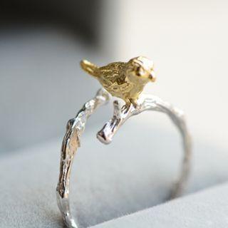 Bird Sterling Silver Open Ring Gold & Silver - One Size