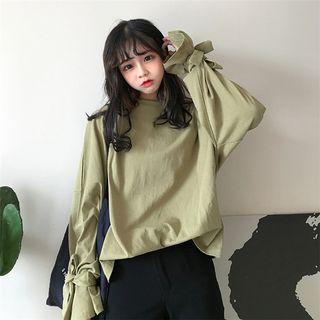 Bow Plain Long-sleeve T-shirt