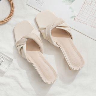 Twisted Chunky-heel Slide Sandals