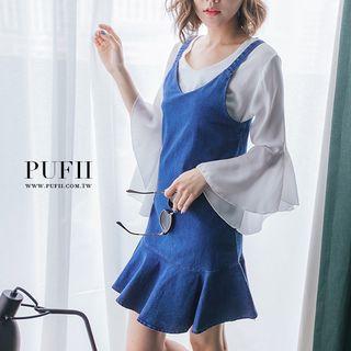 Sleeveless V-neck Denim A-line Dress