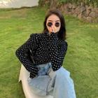 Long-sleeve Dotted T-shirt Dot - Black - One Size