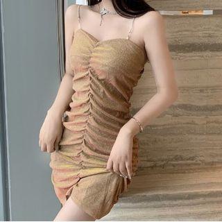 Chain Strap Ruched A-line Dress