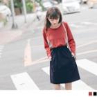3/4 Sleeve Color Block Gather Waist Dress