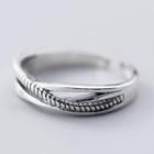 925 Sterling Silver Ribbed Layered Open Ring S925 Silver - Ring - Silver - One Size
