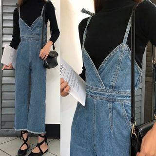 Spaghetti Strap Cropped Denim Pants