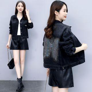 Rhinestone Butterfly Denim Jacket