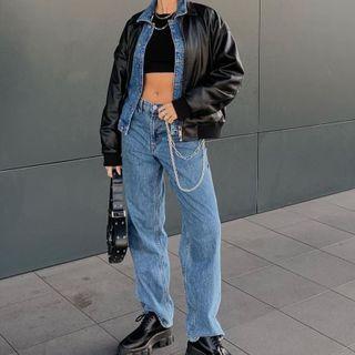 Mid Rise Washed Loose Fit Jeans