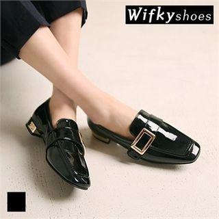 Faux-leather Squared-toe Patent Loafers