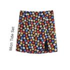 Front Slit Floral Mini Skirt