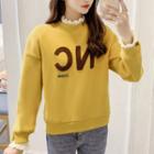 Mock Two-piece Lettering Print Frill Trim Sweatshirt