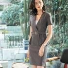 Set : Plain Short-sleeve Top + Pants / Mini Skirt