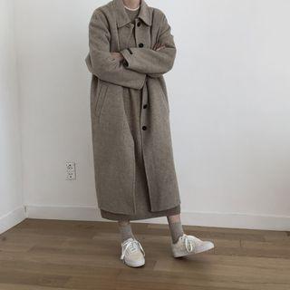 Contrast Trim Midi Sweater Dress Brown - One Size