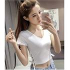 Lace-up Short-sleeve Cropped T-shirt