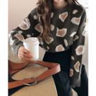 Droop-shoulder Leopard Print Knit Top