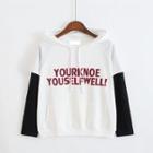 Color Panel Lettering Mock Two Piece Hoodie