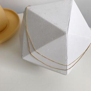925 Sterling Silver Layered Necklace L209 - Necklace - Gold - One Size
