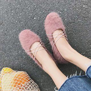 Strappy Furry Flats