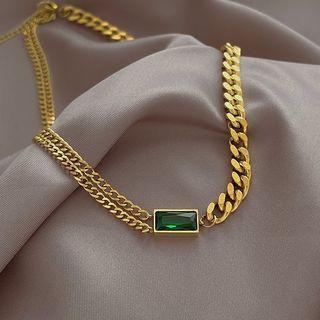 Rectangle Faux Crystal Alloy Bracelet / Earring / Necklace
